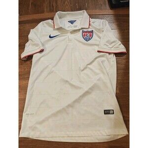 Nike USA Soccer Polo Shirt Men's Medium White 2014 2015 Dri-Fit Futbol Jersey